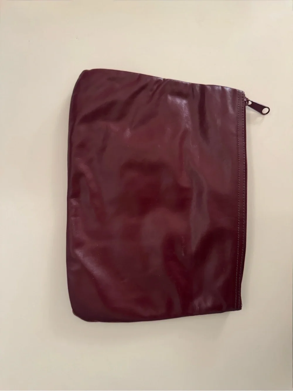♥️ Vintage Leather Clutch in Deep Wine Brick Red Burgundy Travel Accessories Bag